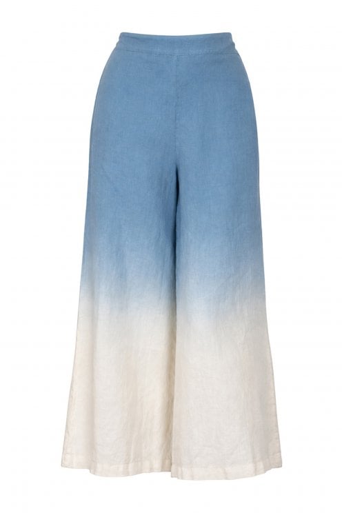 Two Tone Linen Trouser Sky/ecru
