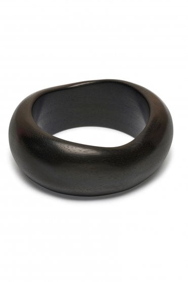 Vela Chunky Wooden Bangle Black