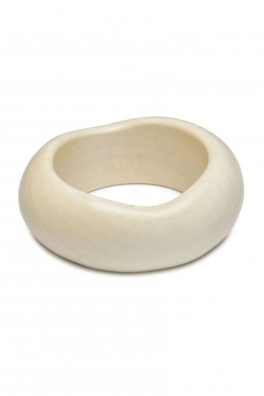 Vela Chunky Wooden Bangle White