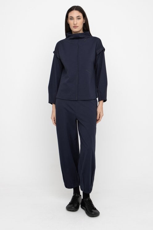 Wide Leg Jersey Pants Blue