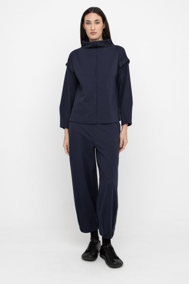 Wide Leg Jersey Pants Blue
