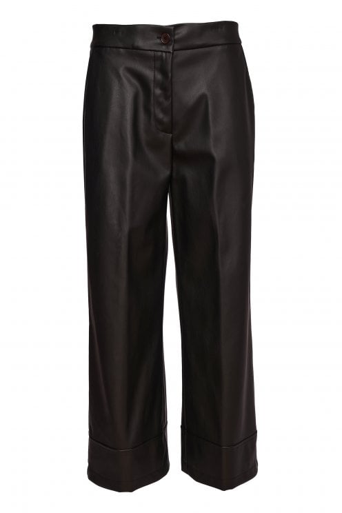 Wide Leg Leatherette Trouser Black