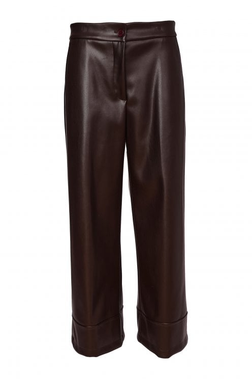 Wide Leg Leatherette Trouser Choko