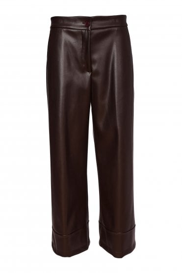 Wide Leg Leatherette Trouser Choko