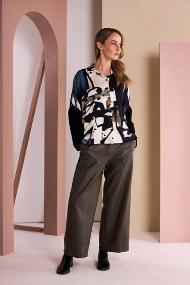 Wide Leg Leatherette Trouser Thyme