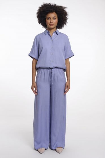Wide Leg Pants Brushed Blue