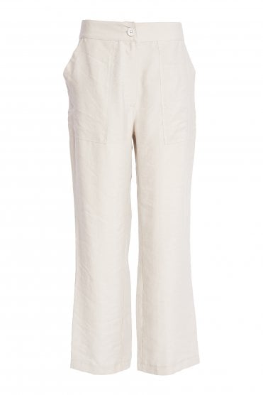 Wide Leg Pants With Patch Pockets Ash