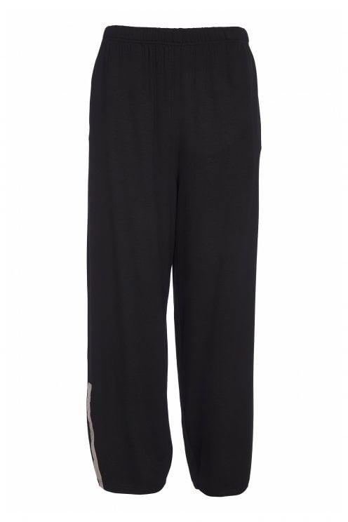 Wide Leg Trouser With Contrast Trim Black/taupe