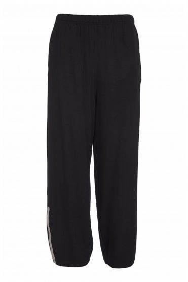 Wide Leg Trouser With Contrast Trim Black/taupe