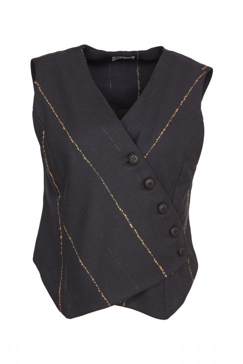 Wide Stripe Waistcoat Black/tan