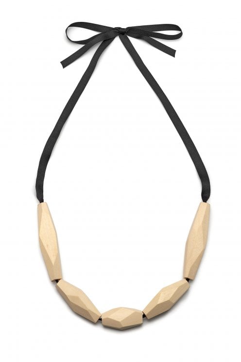 Wood Bead Necklace White