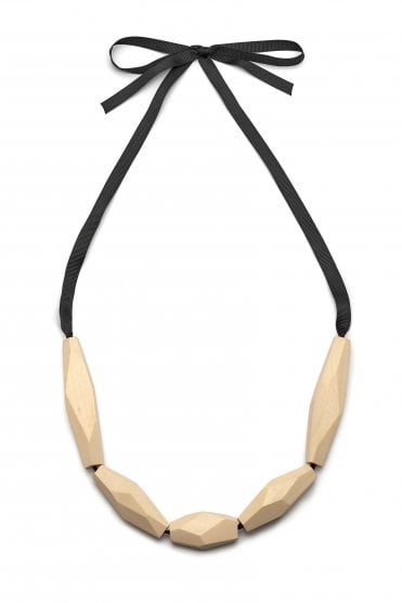 Wood Bead Necklace White