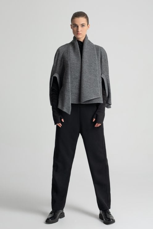 Wool Blend Cape Jacket Grey