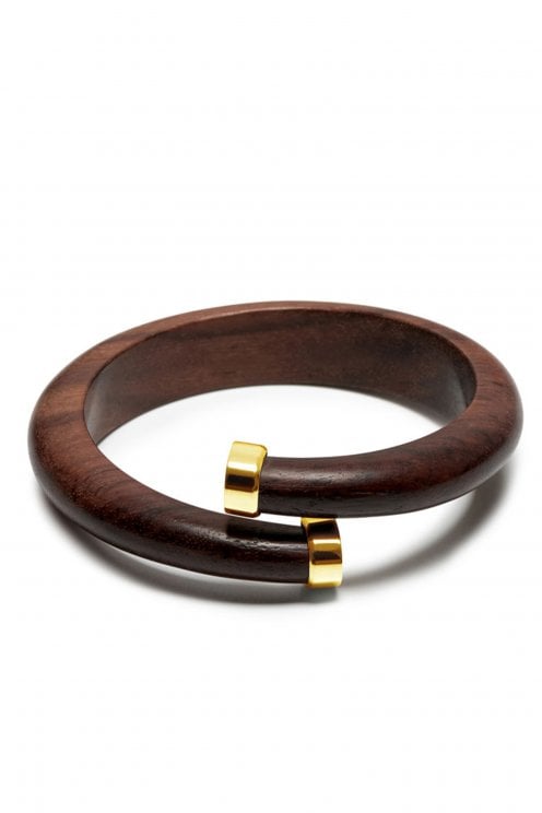 Wrap Over Bangle With Gold Brown