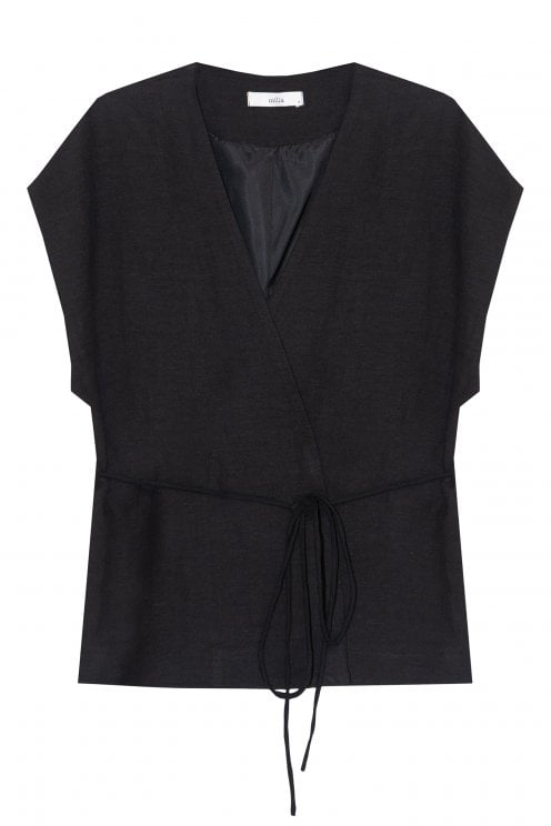 Wrap Top With Tie Detail Black