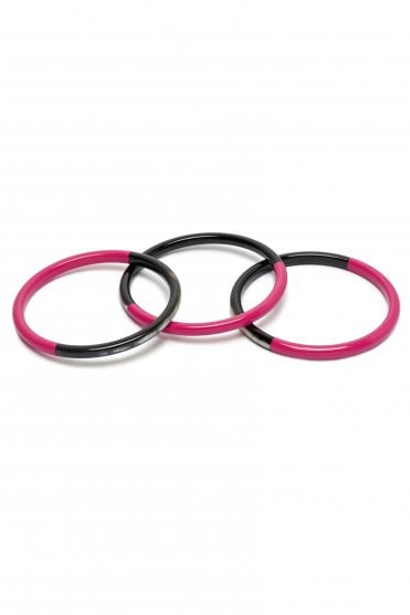 Zuri Horn Bangles (3) Fuchsia